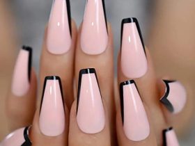 Pink and black nail