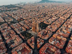 Barcelona, aerial view, sagrada familia